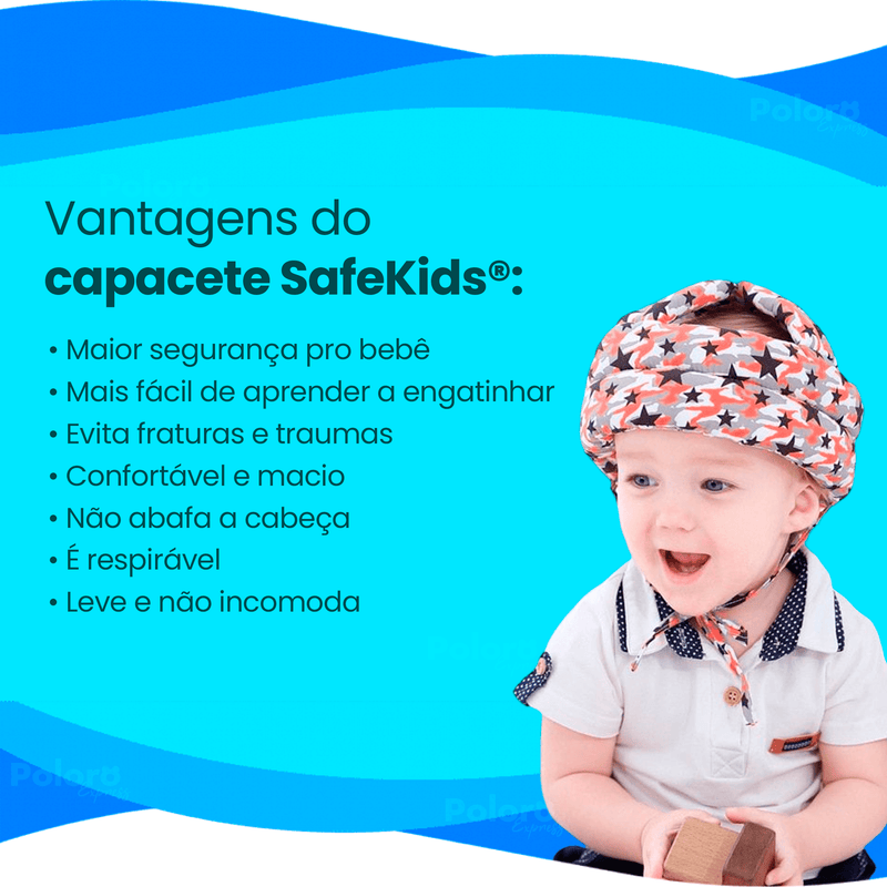 Capacete Protetor de Cabeça Infantil SafeKids® - LEVE 2 JOELHEIRAS DE BRINDE