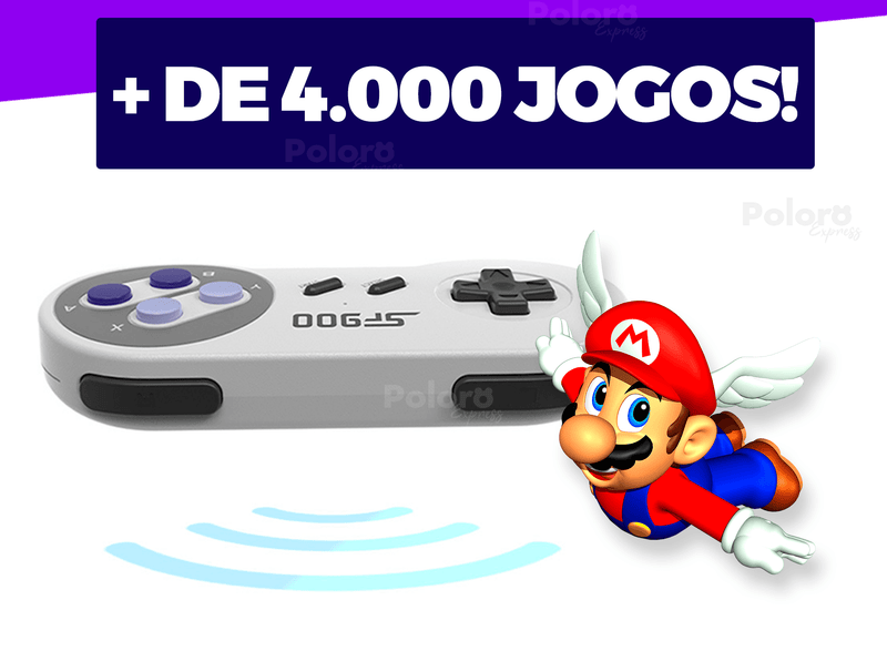 Videogame Retrô Pollo® 4000 Jogos + 2 controles de brinde (Resolução 4K Ultra HD)