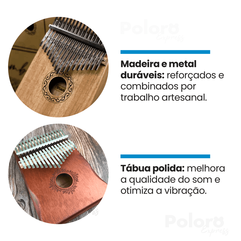 Kalimba Pollo® 17 teclas ergonômica - LEVE 6 BRINDES