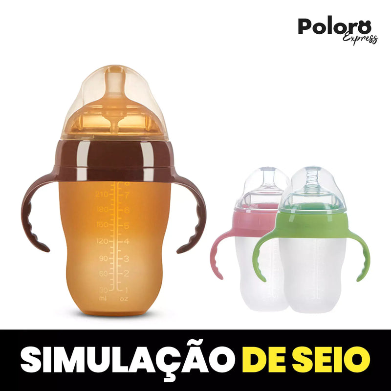 Mamadeira Pollo® de Silicone para Desmame 250ml - Simula o Bico Materno