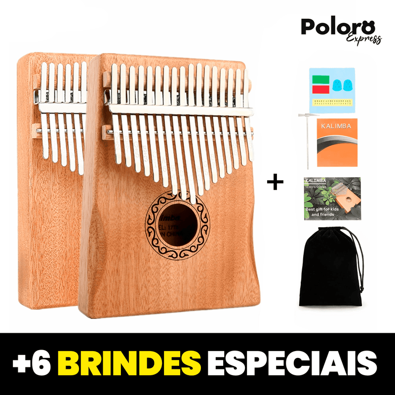 Kalimba Pollo® 17 teclas ergonômica - LEVE 6 BRINDES