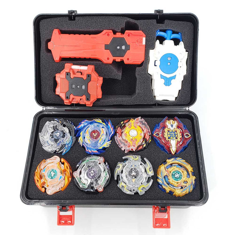 KIT COM 8 BEYBLADES + LANÇADORES