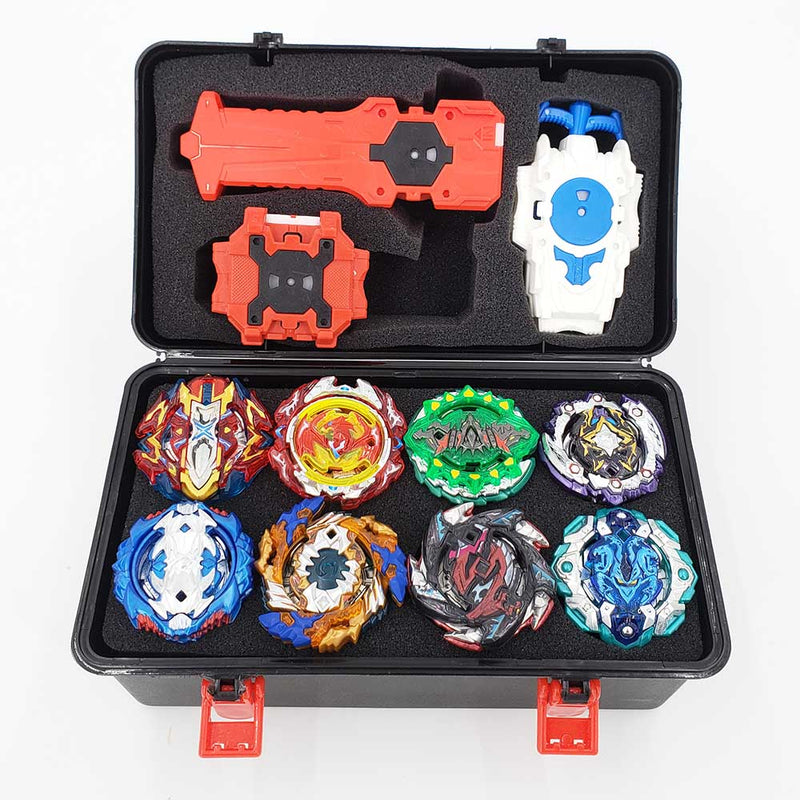 KIT COM 8 BEYBLADES + LANÇADORES