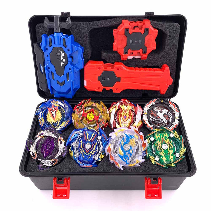 KIT COM 8 BEYBLADES + LANÇADORES