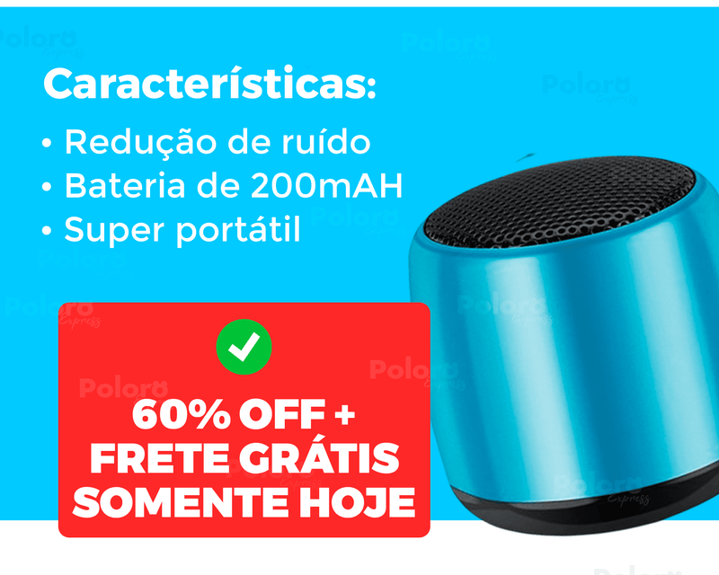 Mini Caixa de Som Bluetooth MiniTune® 3cm - Cordinha de Brinde