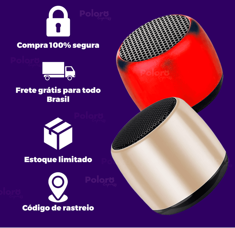 Mini Caixa de Som Bluetooth MiniTune® 3cm - Cordinha de Brinde