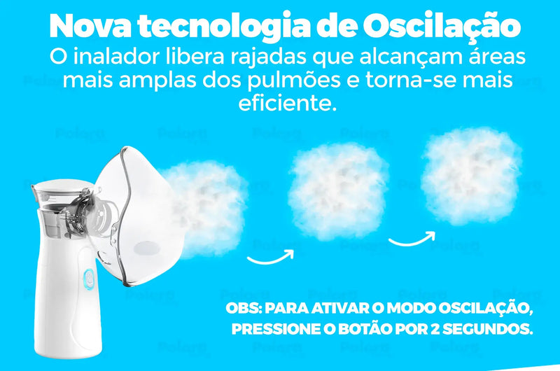 Inalador Nebulizador Pollo - Modo Oscilatório e Ultrassônico (LEVE 2 E ECONOMIZE)