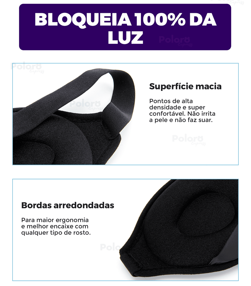 Máscara de dormir Nuvem® Máximo Conforto - Design ergonômico e Tecido respirável